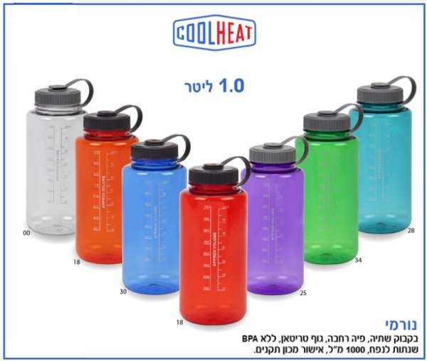 נורמי, בקבוק שתיה פיה רחבה גוף טריטאן ללא BPA 800 מ"ל אישור מכון התקנים