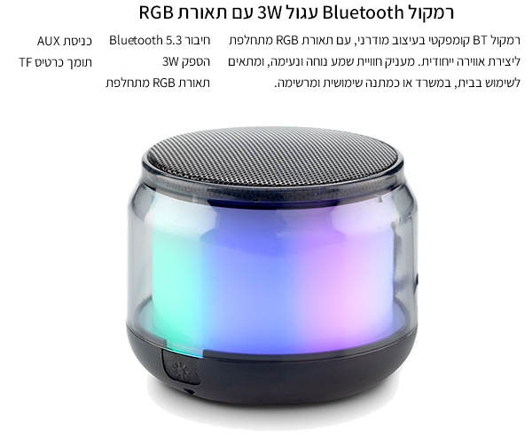 ����� ������ ���� 3W �� ����� RBG ������, ����� AUX , ���� ����� TF                                      