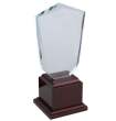 מגן הוקרה מסכוכית קריסטל בסיס מעץ מובנה מרובע, גובה 26 סמ